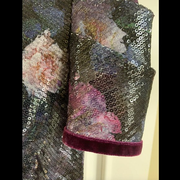 SALE Marchesa Notte Cap Sleeve Sequin Floral Dress NWOT - Picture 7 of 11